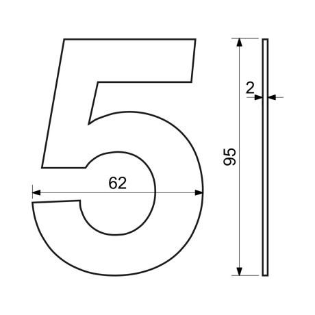 RN.95L.5.CE számjegy "5" 95mm fekete