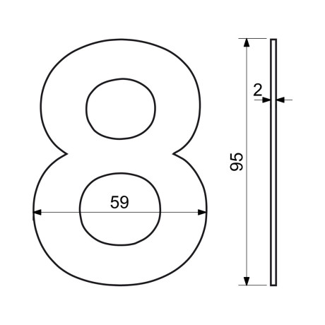 RN.95L.8.CE számjegy "8" 95mm fekete