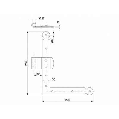 Dekoratív sarok pánt fekete lakk (szett 2db)