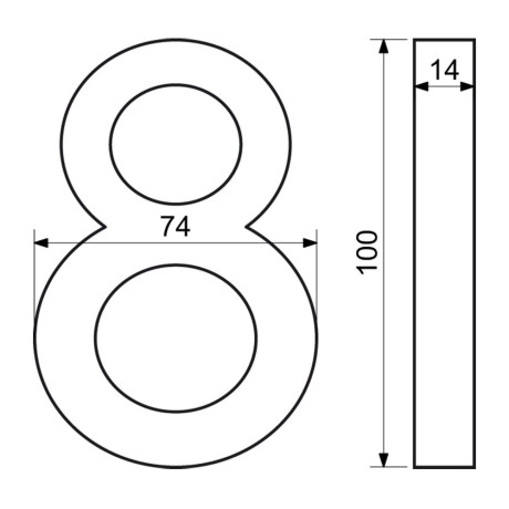 Číslo " 8 " 3D čierne 100mm