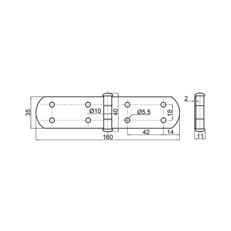 Pánt 160mm fekete matt S