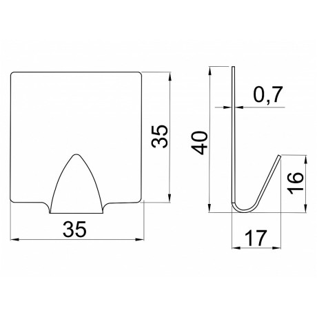 Fogas öntapadós rozsdamentes "szögletes" 2db