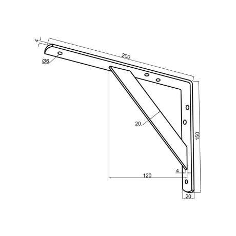 Polc tartó konzol CM 200x150x20mm