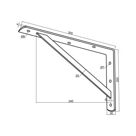 Polc tartó konzol CM 300x195x30mm