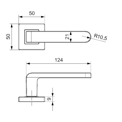 K02 WC ajtó kilincs fekete