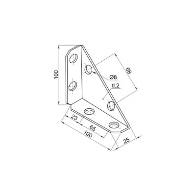 Láda sarok elem 75x75x20  fekete
