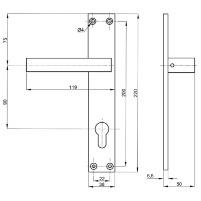 26102 kilincs PZ 90mm fekete 26102 kilincs PZ 90mm fekete