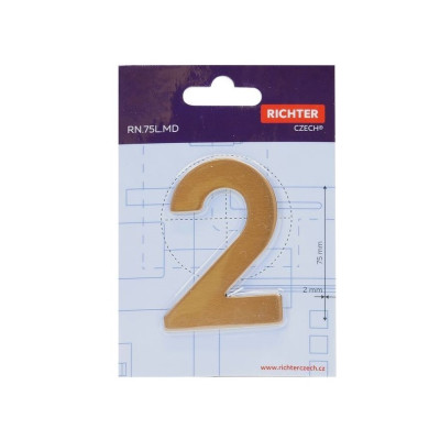 RN.75L.MD számjegy "2" 75mm réz