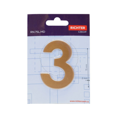 RN.75L.MD számjegy "3" 75mm réz