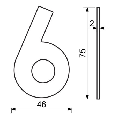 RN.75L.MD számjegy "6" 75mm réz