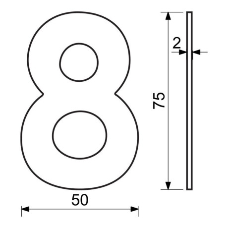 RN.75L.MD számjegy "8" 75mm réz