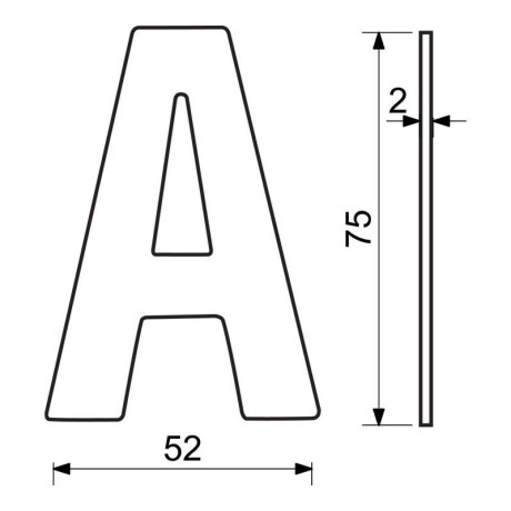 RN.75L.MD betű "A" 75mm réz