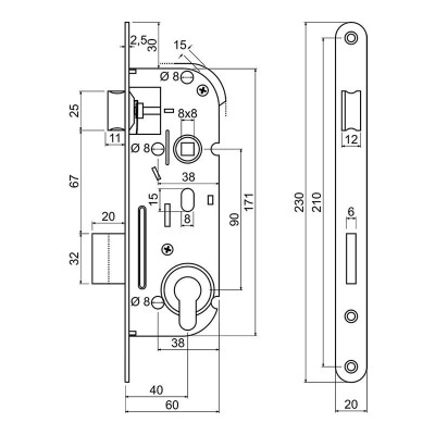 Z.301-PZ.90/40/20.PL.CE bevésőzár