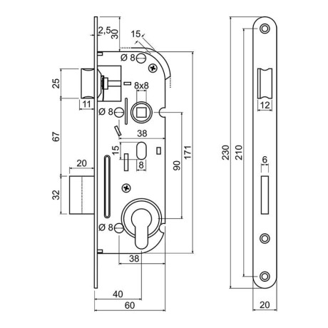 Z.301-PZ.90/40/20.PL.CE bevésőzár